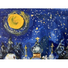 Ukrainian village – Christmas carols, oil on paper 21*35 Ukrainian village – Christmas carols, oil on paper 21*35